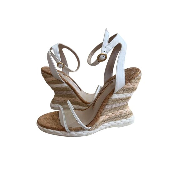 SOPHIA WEBSTER White Leather Espadrilles Wedges Size 37.5 / 7.5 - Picture 5 of 7